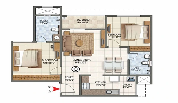 Godrej Air 2 BHK Floor Plan